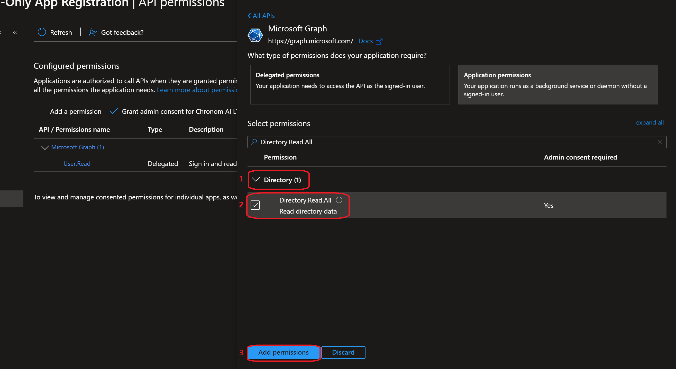 Add Directory.Read.All Permission