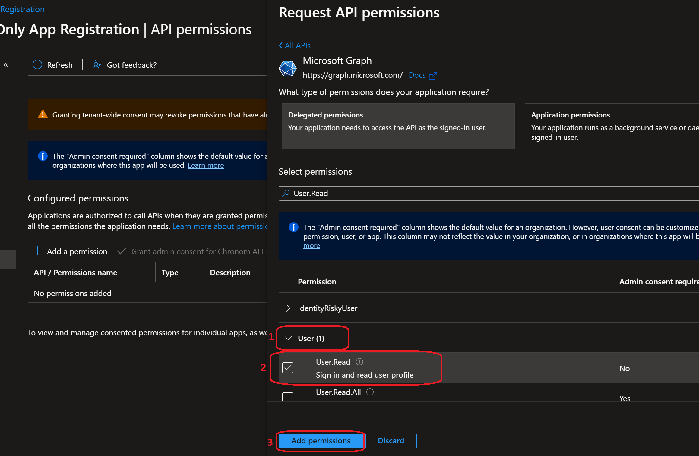 Add User.Read Permission