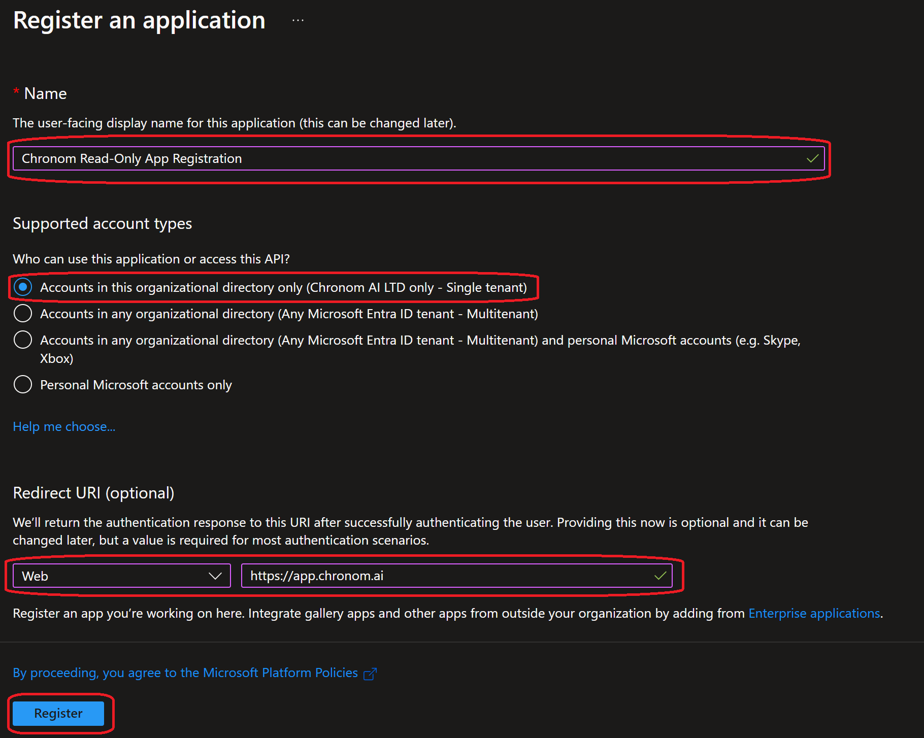 Create App Registration