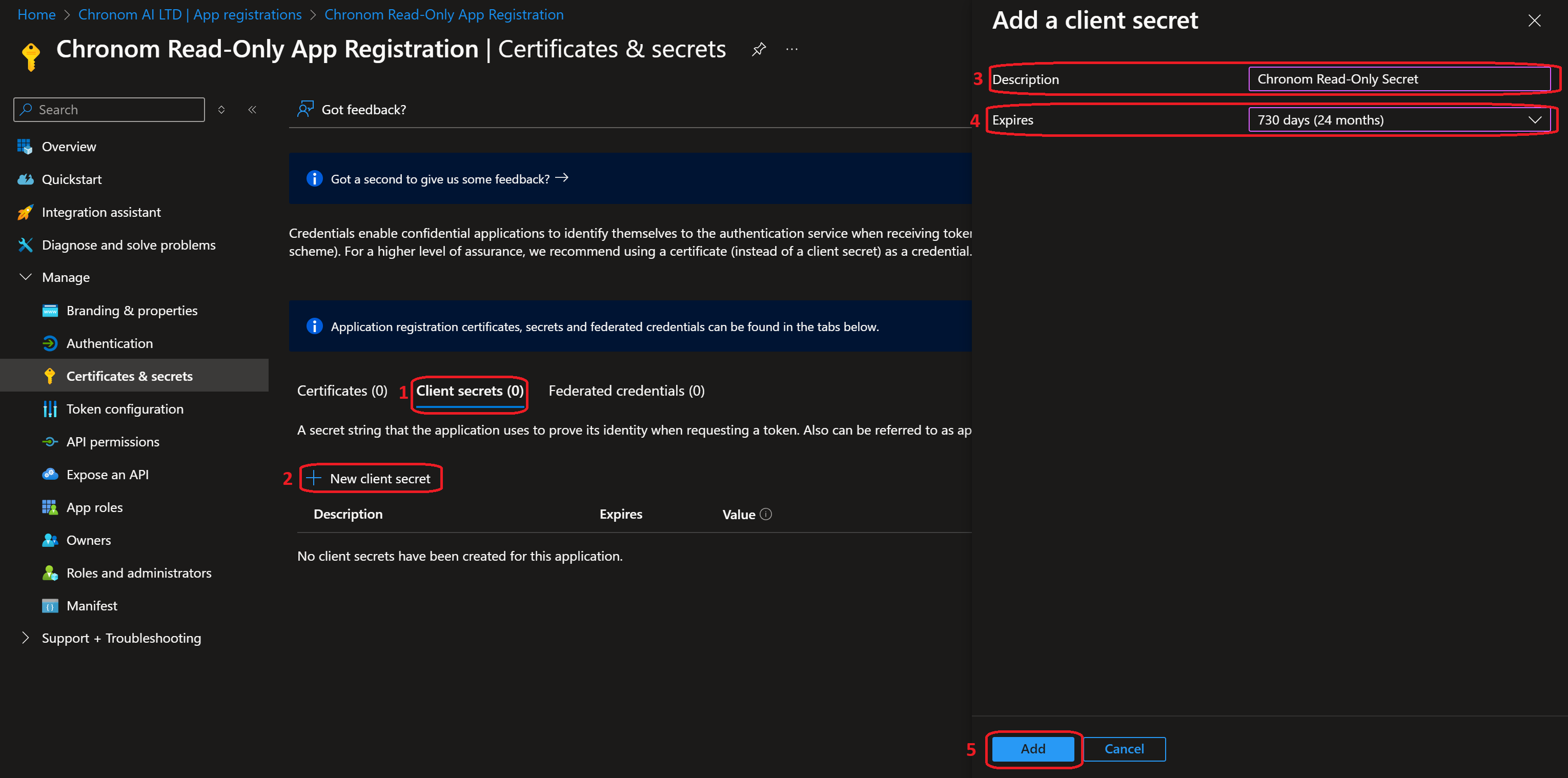 Create Client Secret