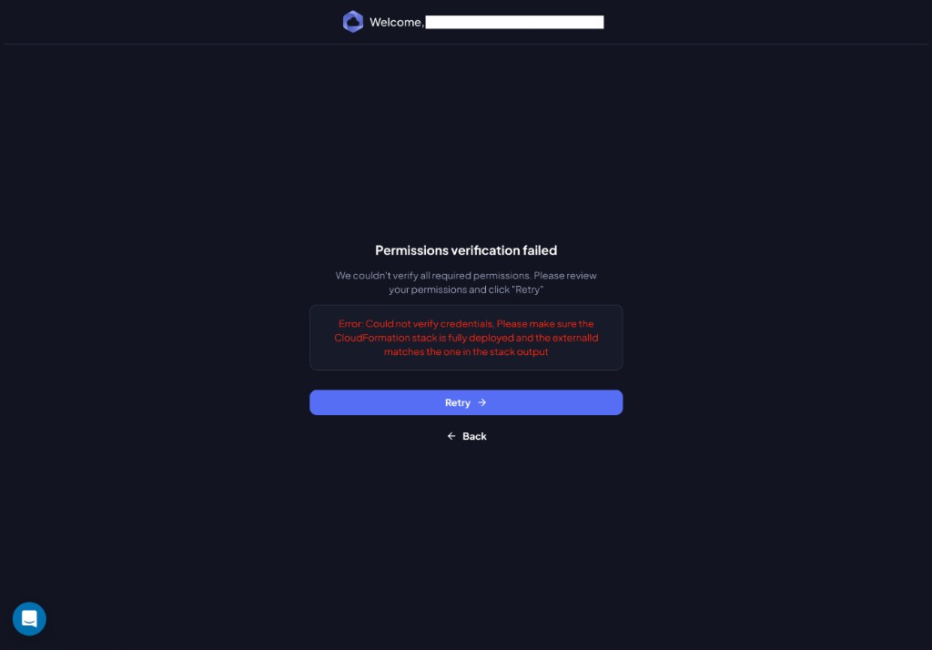 Error — CloudFormation verification failed