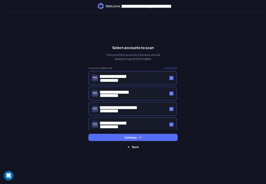 Select Accounts to Scan