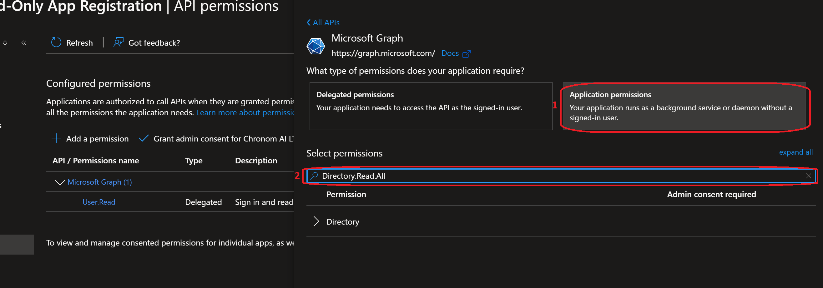Select Application Permissions