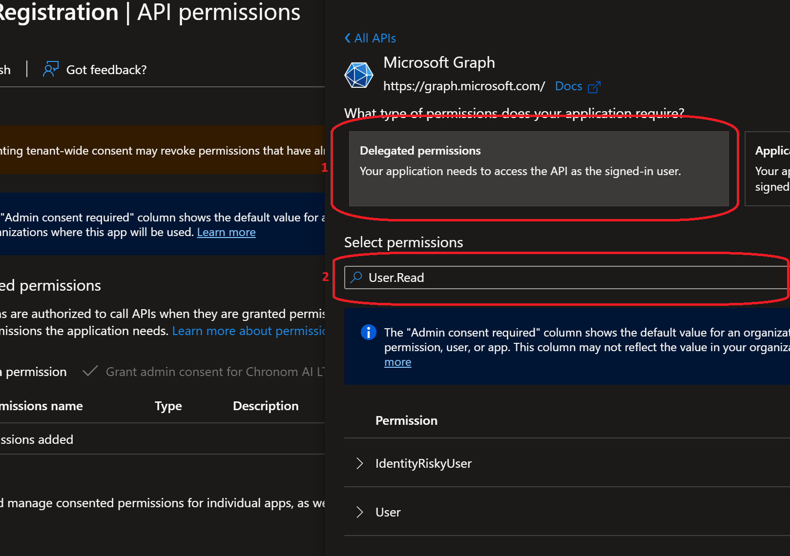Select Delegated Permissions