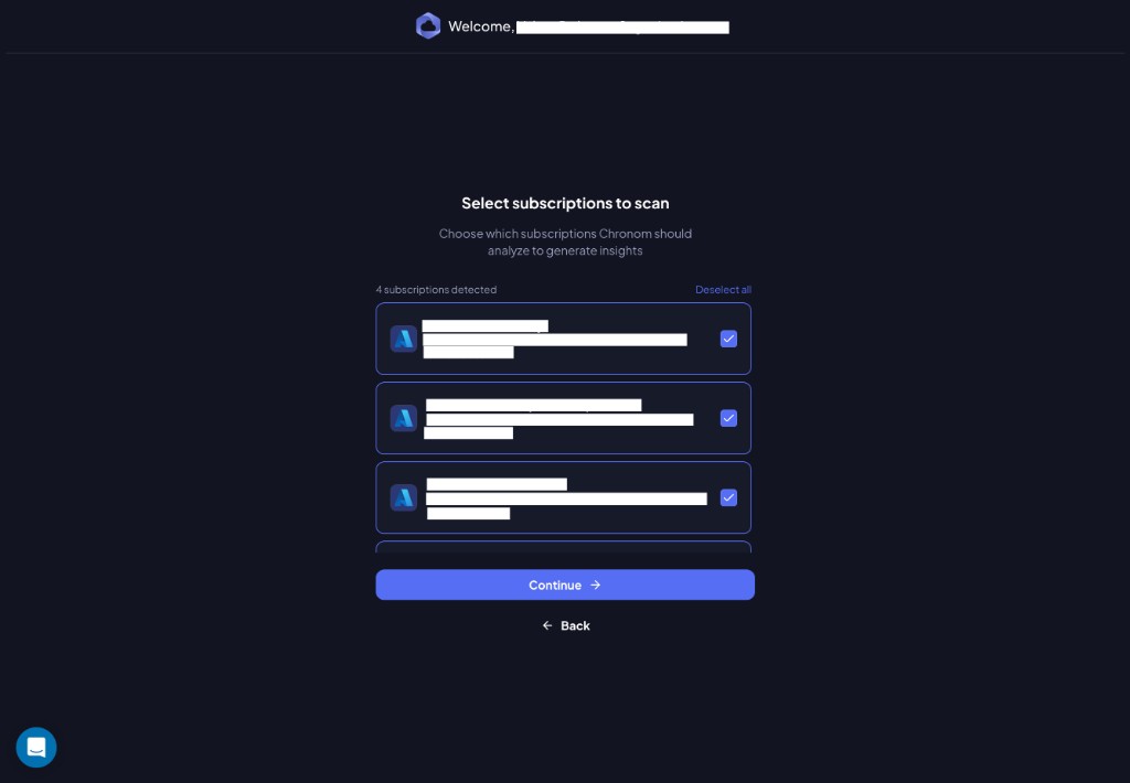 Select Subscriptions to Scan